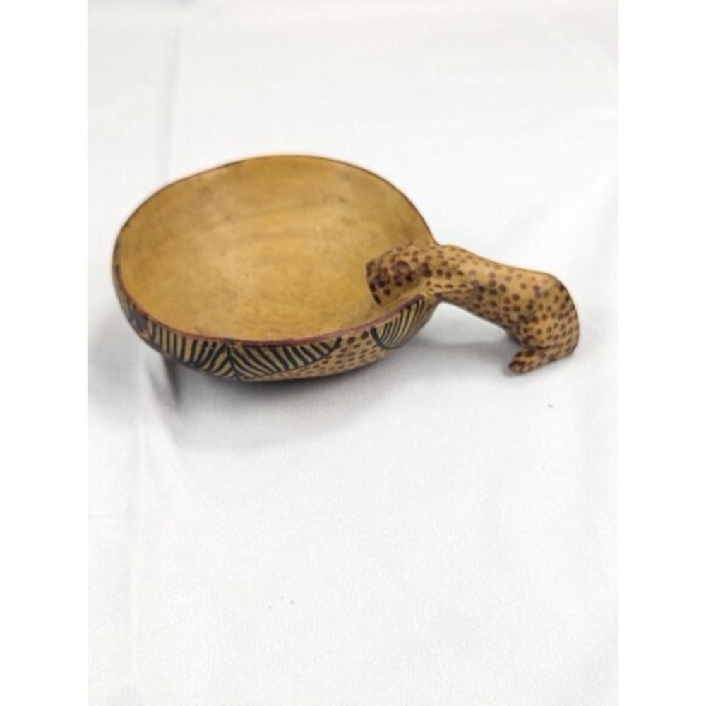 Hand Carved African Leopard Drinking Wooden Bowl